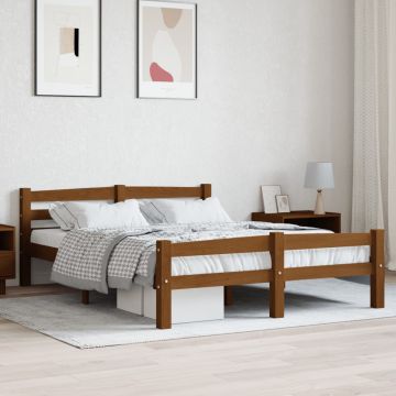 vidaXL Lovos rėmas, medaus rudos spalvos, 140x200cm, pušies masyvas