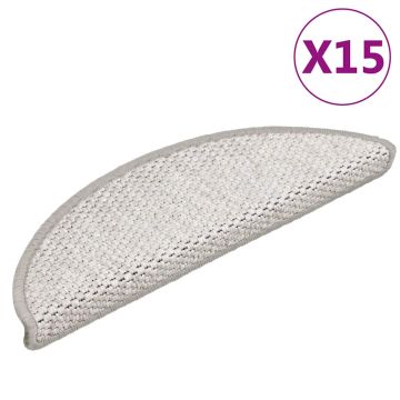 vidaXL Lipnūs laiptų kilimėliai, 15vnt., platinos spalvos, 56x17x3cm