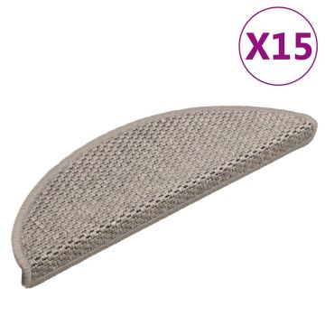 vidaXL Lipnūs laiptų kilimėliai, 15vnt., sidabrinės spalvos, 56x17x3cm
