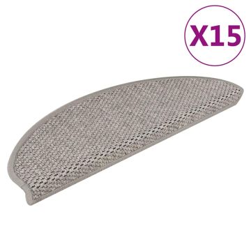 vidaXL Lipnūs laiptų kilimėliai, 15vnt., sidabrinės spalvos, 65x21x4cm