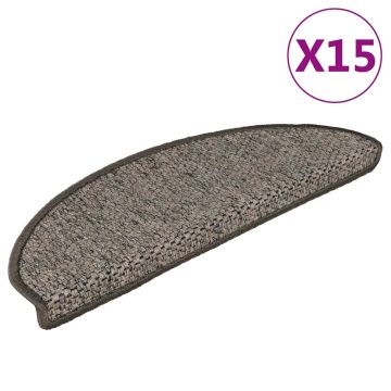 vidaXL Lipnūs laiptų kilimėliai, 15vnt., pilki ir smėlio , 65x21x4cm