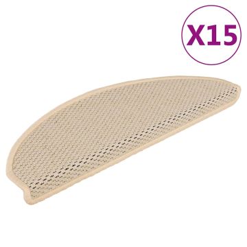 vidaXL Lipnūs laiptų kilimėliai, 15vnt., berber spalvos, 65x21x4cm
