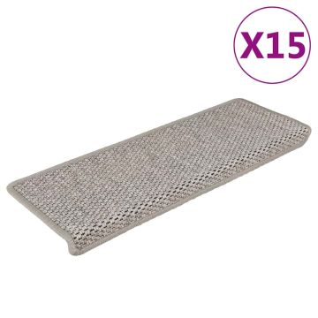 vidaXL Lipnūs laiptų kilimėliai, 15vnt., sidabrinės spalvos, 65x21x4cm