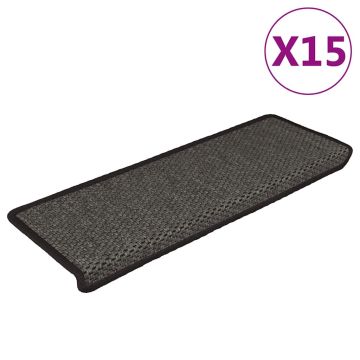 vidaXL Lipnūs laiptų kilimėliai, 15vnt., antracito spalvos, 65x21x4cm
