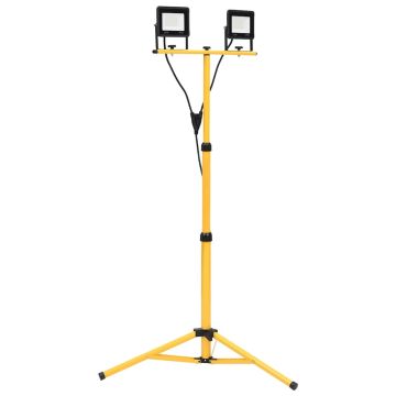 vidaXL LED prožektorius su trikoju, šiltos baltos spalvos, 2x50W