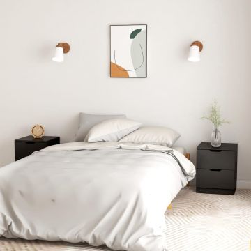 vidaXL Naktinės spintelės, 2vnt., juodos, 40x40x50cm, apdirbta mediena