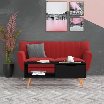 vidaXL Kavos staliukas, juodas, 100x49,5x43cm, apdirbta mediena