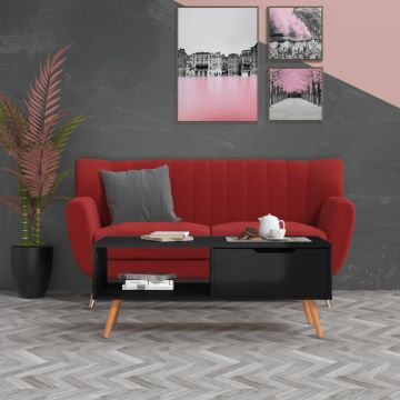 vidaXL Kavos staliukas, juodas, 100x49,5x43cm, apdirbta mediena