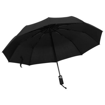 vidaXL Automatinis sulankstomas skėtis, juodos spalvos, 104cm