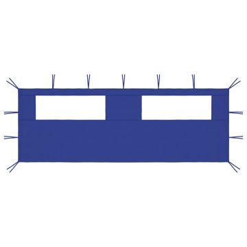 vidaXL Šoninė pavėsinės siena su langais, mėlynos spalvos, 6x2m