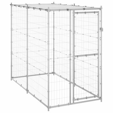 vidaXL Lauko voljeras šunims su stogu, 110x220x180cm, plienas