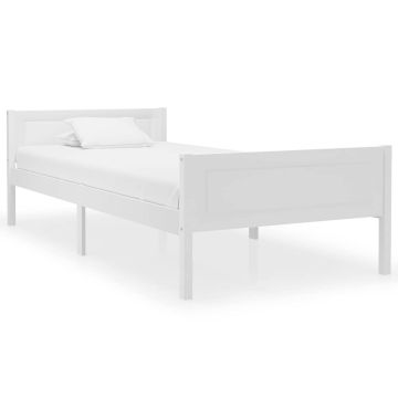 vidaXL Lovos rėmas, baltos spalvos, 90x200cm, pušies medienos masyvas