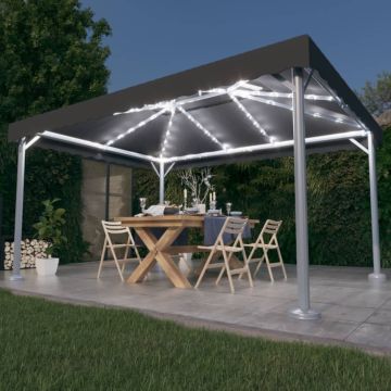 vidaXL Pavėsinė su lemputėmis LED, antracito, 400x300cm
