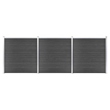 vidaXL Tvoros segmentų rinkinys, juodos spalvos, 526x186cm, WPC