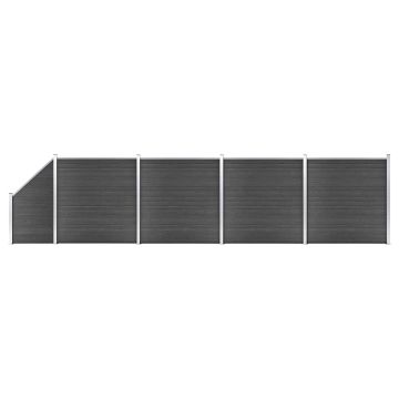 vidaXL Tvoros segmentų rinkinys, juodos spalvos, 792x(105-186)cm, WPC