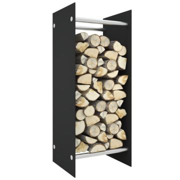 vidaXL Stovas malkoms, juodos spalvos, 40x35x100cm, grūdintas stiklas