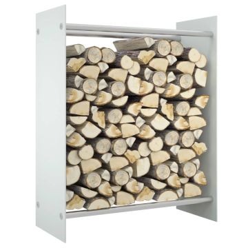 vidaXL Stovas malkoms, baltos spalvos, 80x35x100cm, grūdintas stiklas
