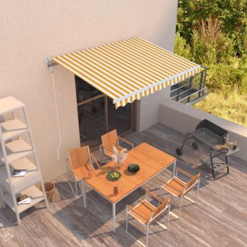 vidaXL Automatinė ištraukiama markizė, geltona ir balta, 300x250cm