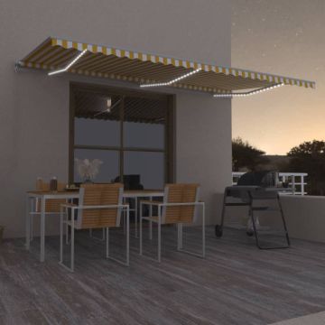 vidaXL Rankiniu būdu ištraukiama markizė, geltona ir balta, 600x300cm