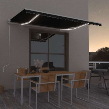 vidaXL Automatinė markizė su LED/vėjo jutikliu, antracito, 400x350cm