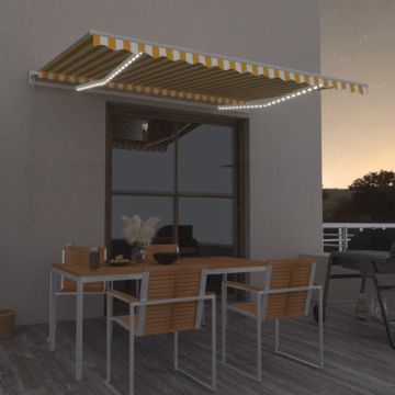 vidaXL Rankiniu būdu ištraukiama markizė, geltona ir balta, 450x350cm