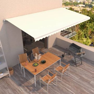 vidaXL Rankiniu būdu ištraukiama markizė, kreminės spalvos, 600x350cm