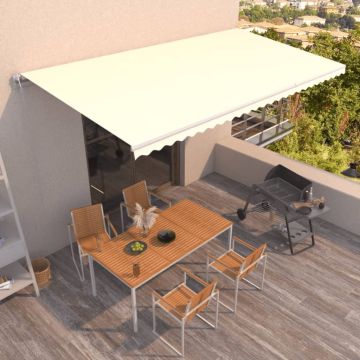 vidaXL Automatinė ištraukiama markizė, kreminės spalvos, 600x350cm