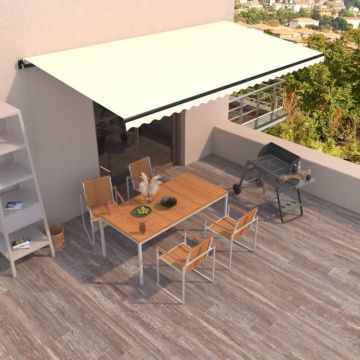 vidaXL Rankiniu būdu ištraukiama markizė, kreminės spalvos, 600x350cm