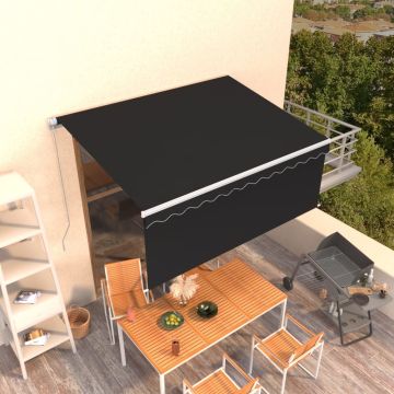vidaXL Rankiniu būdu ištraukiama markizė su uždanga, antracito, 3x2,5m
