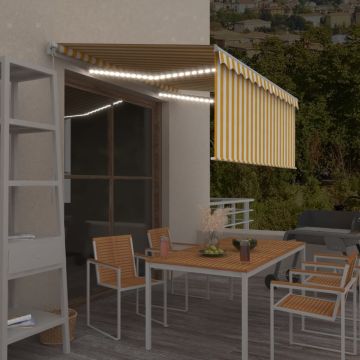 vidaXL Rankiniu būdu ištraukiama markizė, geltona ir balta, 3x2,5m