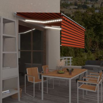 vidaXL Rankiniu būdu ištraukiama markizė, oranžinė ir ruda, 3x2,5m