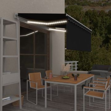 vidaXL Markizė su uždanga/LED/vėjo jutikliu, antracito, 3x2,5m
