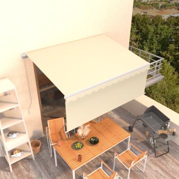 vidaXL Rankiniu būdu ištraukiama markizė su uždanga, kreminė, 3,5x2,5m