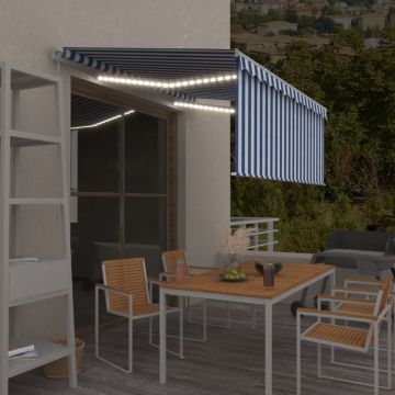 vidaXL Rankiniu būdu ištraukiama markizė, mėlyna ir balta, 3,5x2,5m