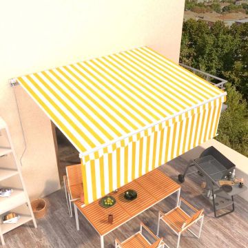 vidaXL Rankiniu būdu ištraukiama markizė, geltona ir balta, 4x3m