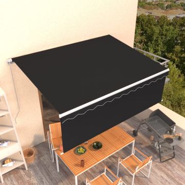 vidaXL Rankiniu būdu ištraukiama markizė su uždanga, antracito, 4x3m