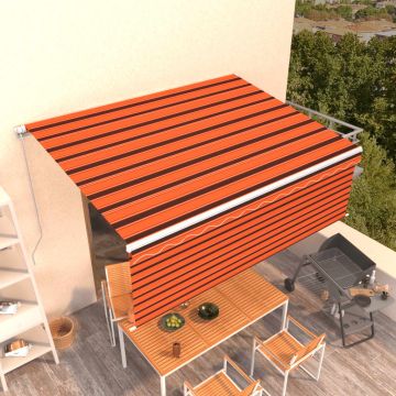 vidaXL Rankiniu būdu ištraukiama markizė, oranžinė ir ruda, 4x3m
