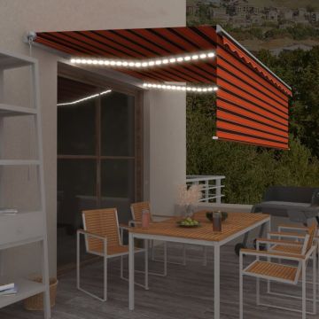 vidaXL Rankiniu būdu ištraukiama markizė, oranžinė ir ruda, 4x3m