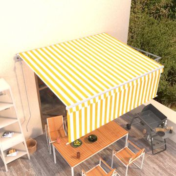 vidaXL Automatiniu būdu ištraukiama markizė, geltona ir balta, 4x3m
