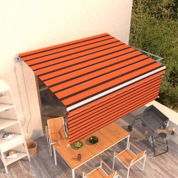 vidaXL Automatiniu būdu ištraukiama markizė, oranžinė ir ruda, 4x3m