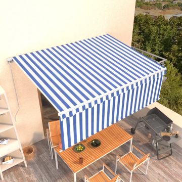 vidaXL Rankiniu būdu ištraukiama markizė, mėlyna ir balta, 4,5x3m
