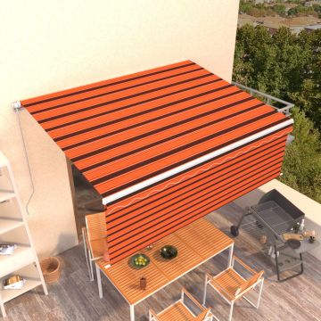 vidaXL Rankiniu būdu ištraukiama markizė, oranžinė ir ruda, 4,5x3m