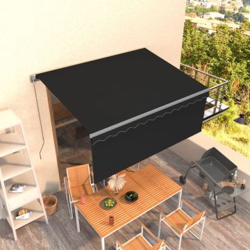 vidaXL Rankiniu būdu ištraukiama markizė su uždanga, antracito, 3x2,5m