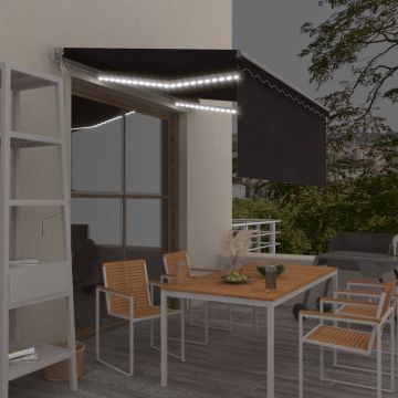 vidaXL Markizė su uždanga/LED/vėjo jutikliu, antracito, 3x2,5m