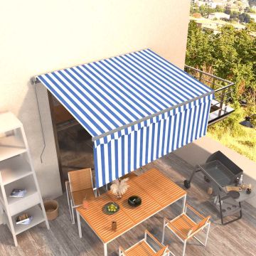 vidaXL Rankiniu būdu ištraukiama markizė, mėlyna ir balta, 3,5x2,5m