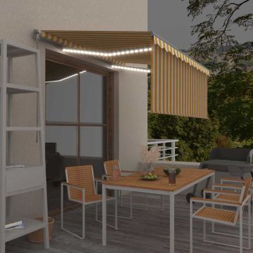vidaXL Rankiniu būdu ištraukiama markizė, geltona ir balta, 3,5x2,5m