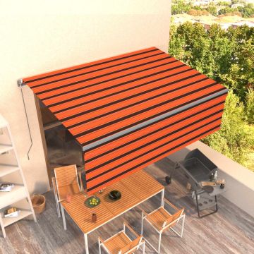 vidaXL Rankiniu būdu ištraukiama markizė, oranžinė ir ruda, 4x3m