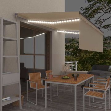 vidaXL Rankiniu būdu ištraukiama markizė, kreminė, 4x3m