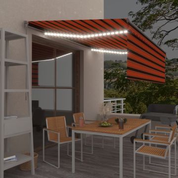 vidaXL Rankiniu būdu ištraukiama markizė, oranžinė ir ruda, 4x3m