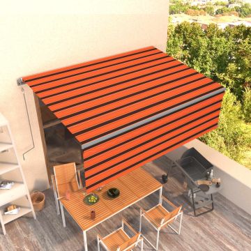 vidaXL Automatiniu būdu ištraukiama markizė, oranžinė ir ruda, 4,5x3m